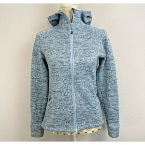 MAMMUT Womens Kira Tour Hooded Fleece Jacket Size S Blue Sweater Knit